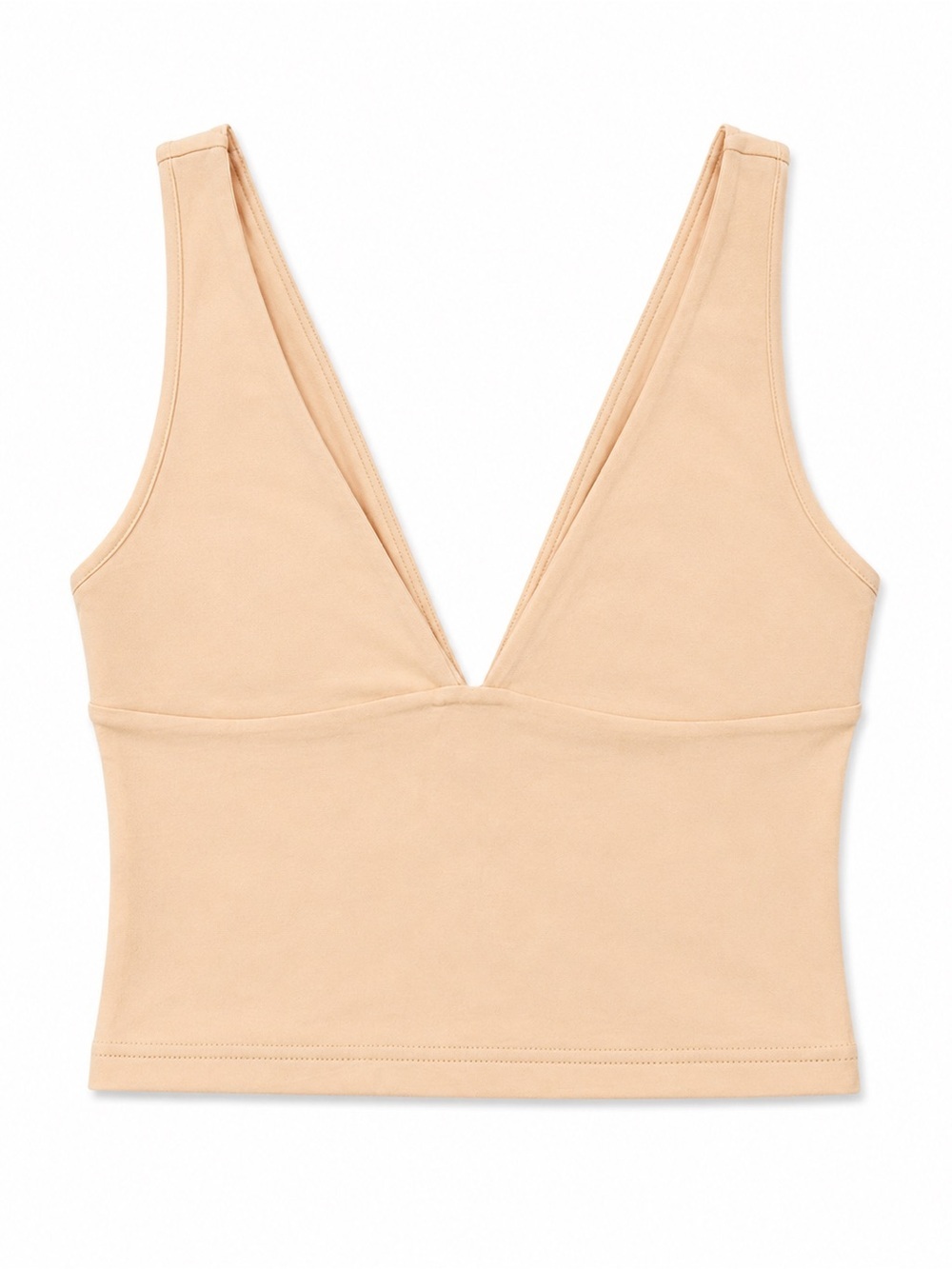 Deep V Crop Tank Top in Peach Orange